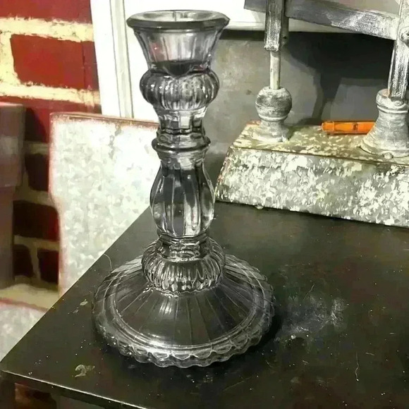 Light Gray Glass Candelabra Set - Picture 2 of 3